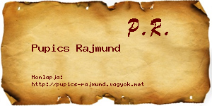 Pupics Rajmund névjegykártya